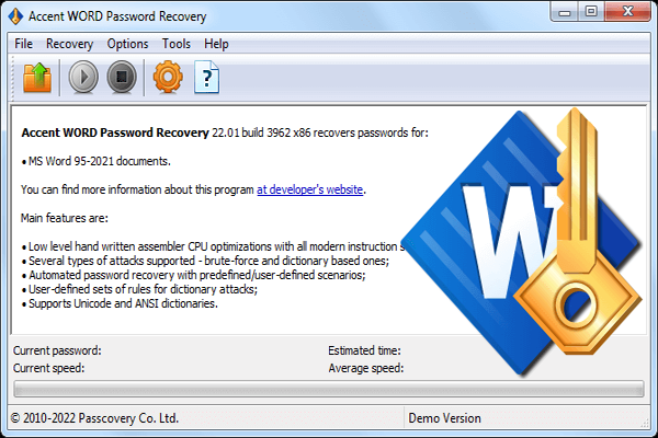 Accent Word Password Recovery