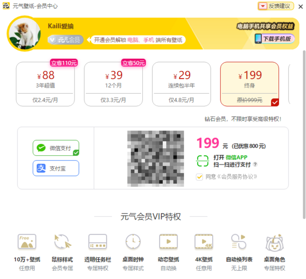 元气桌面开通终身vip会员多少钱_元气桌面vip会员价格一览